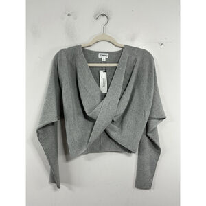 Womans NWT The Drop Long Sleeve Off The Shoulder Cropped Sweater XS Gray